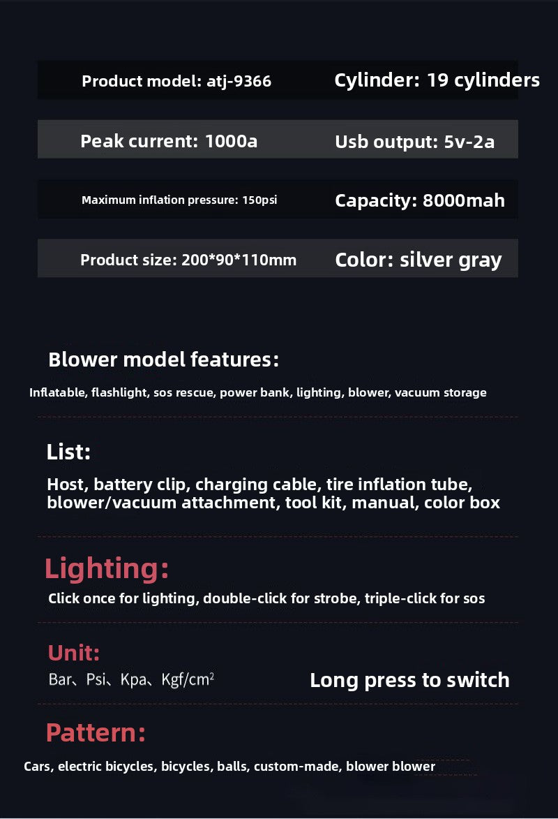 Multi-functional car emergency start-up power supply car air pump vacuum cleaner all-in-one portable