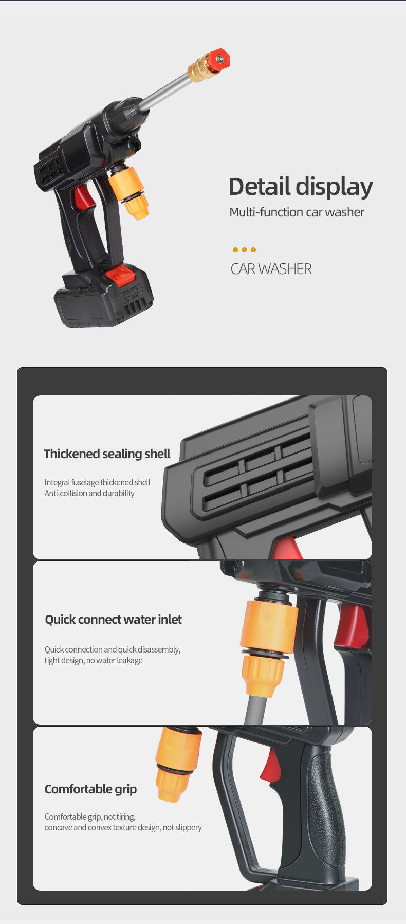 car wash water gun Home wireless rechargeable high-pressure  Convenient lithium battery booster water pump car washing machine