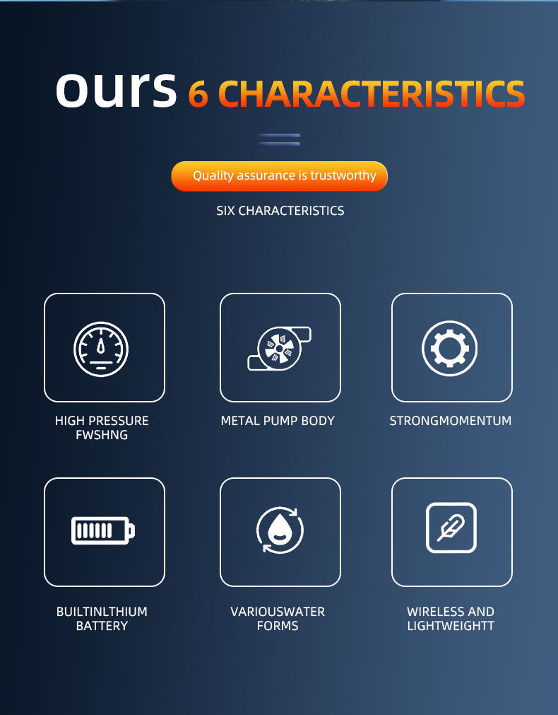 car wash water gun Home wireless rechargeable high-pressure  Convenient lithium battery booster water pump car washing machine