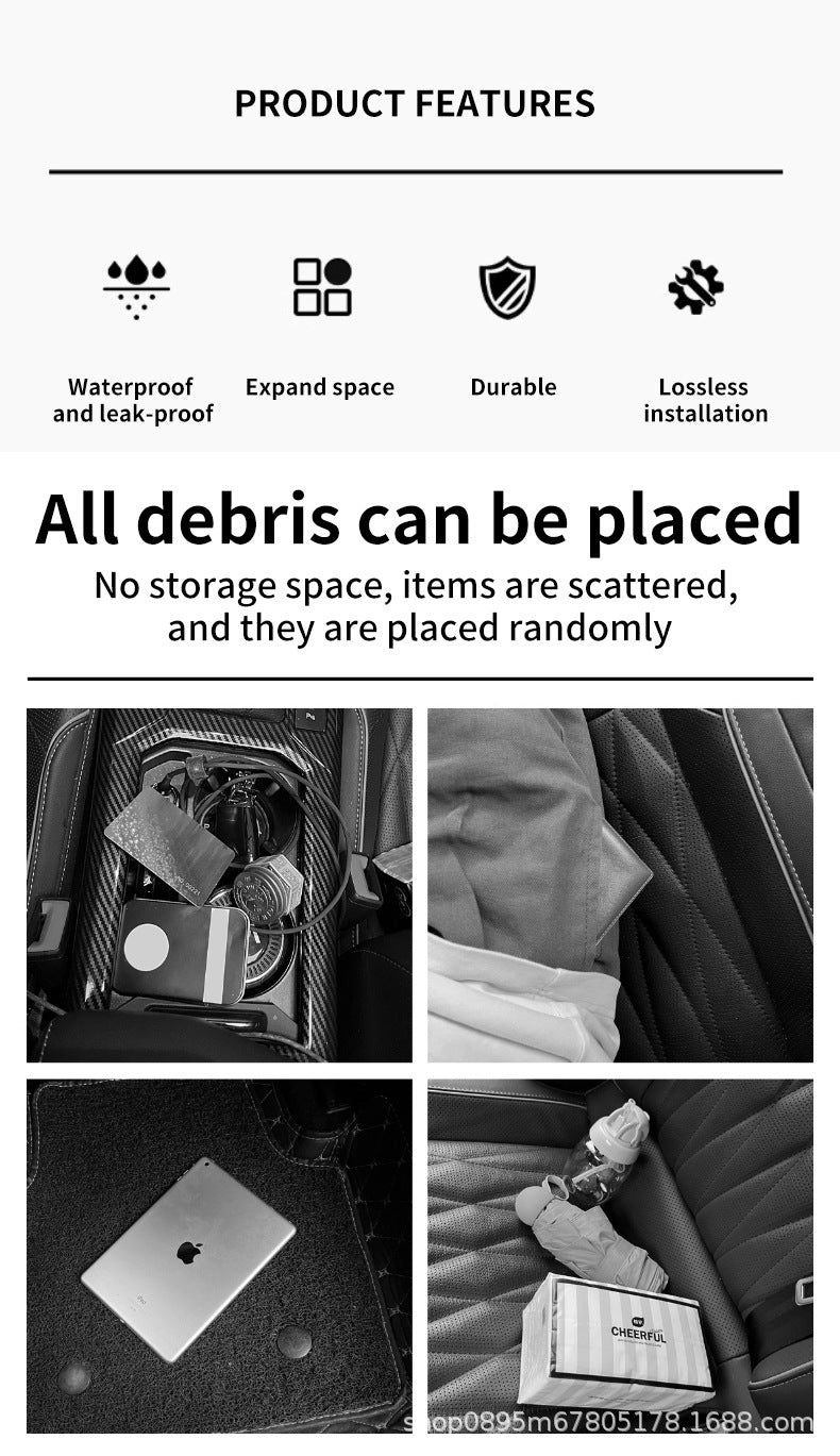 Car-mounted small table, foldable large-capacity multi-functional dining table for rear car seats, suitable for studying, eating, and storing laptops or tablets