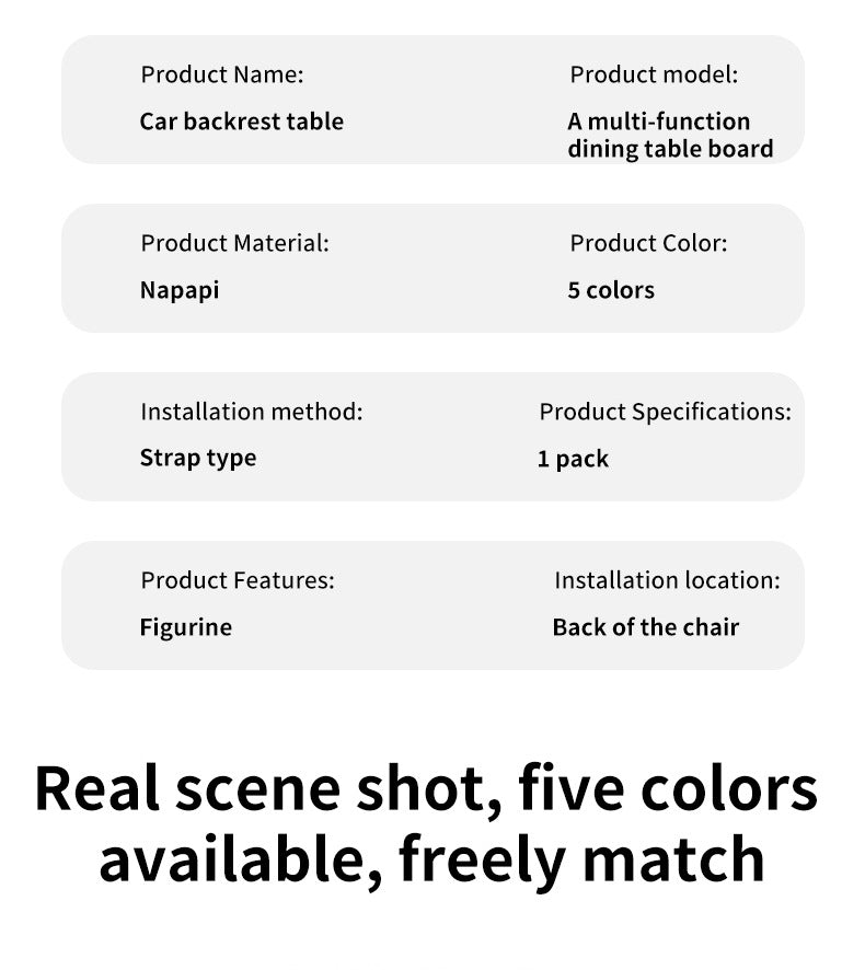 Car-mounted small table, foldable large-capacity multi-functional dining table for rear car seats, suitable for studying, eating, and storing laptops or tablets