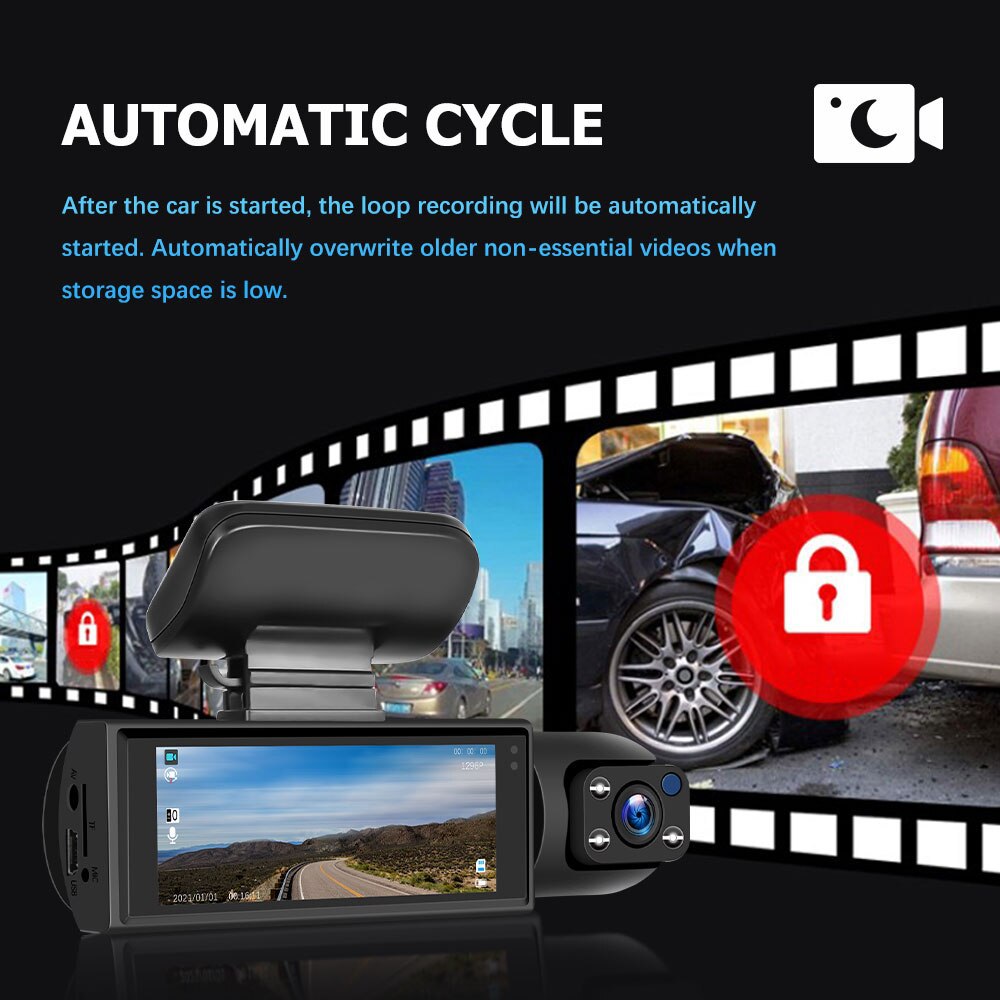 M8 Car Dash Cam Dual Lens Front and Rear Recording Simultaneously High Definition with Mobile Phone Connectivity