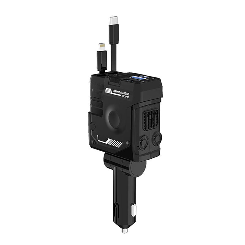 Mecha Retractable Cable Car Charger for Vehicles120W Super Fast Charging 3-in-1 Car Cigarette Lighter Flash Charging Car Charger