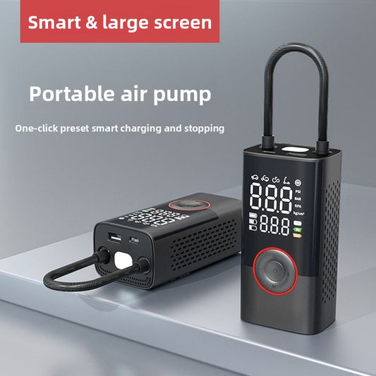 Dual Screen Digital Display Portable Car Air Pump Wireless Charging Digital Display Car Air Pump Power Bank Function