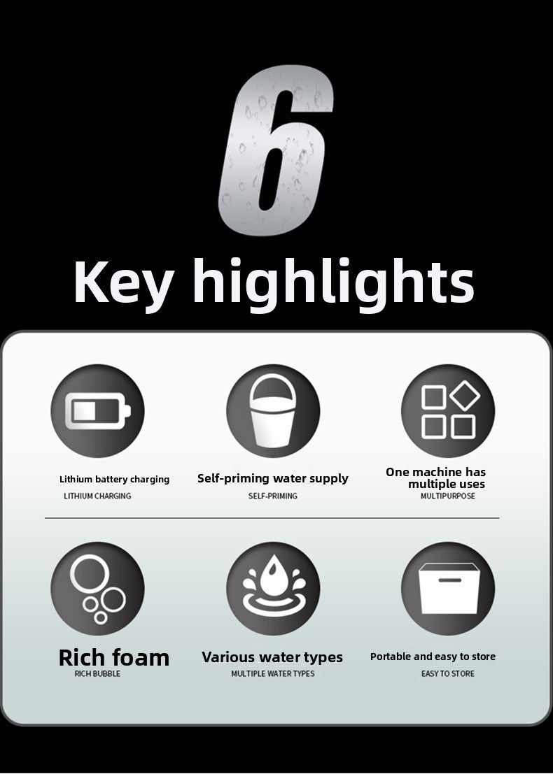 Wireless high-pressure water gun car washing artifact car washing charging portable household motor lithium battery high-power cleaning machine