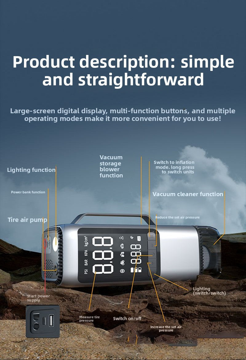 Multi-functional car emergency start-up power supply car air pump vacuum cleaner all-in-one portable