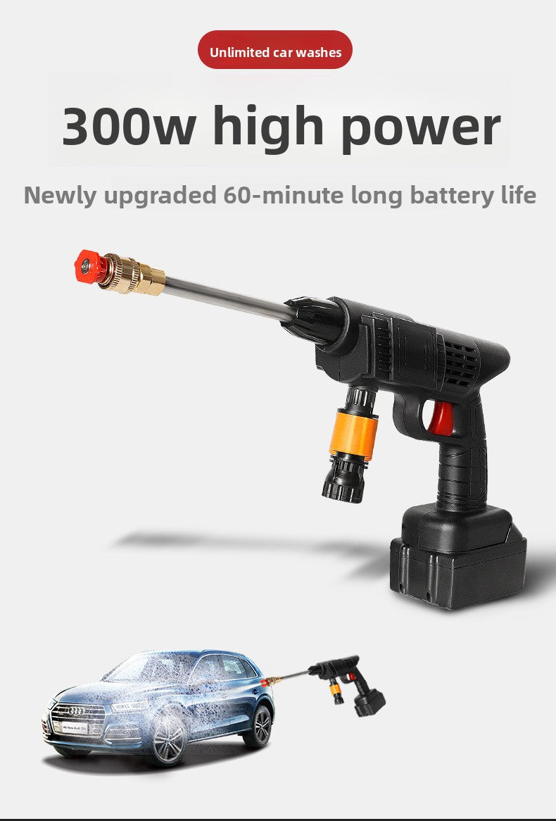Wireless high-pressure water gun car washing artifact car washing charging portable household motor lithium battery high-power cleaning machine