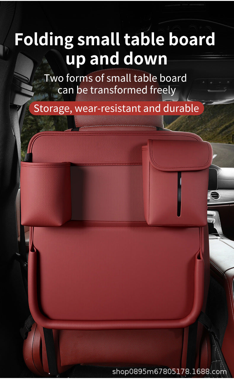 Car-mounted small table, foldable large-capacity multi-functional dining table for rear car seats, suitable for studying, eating, and storing laptops or tablets