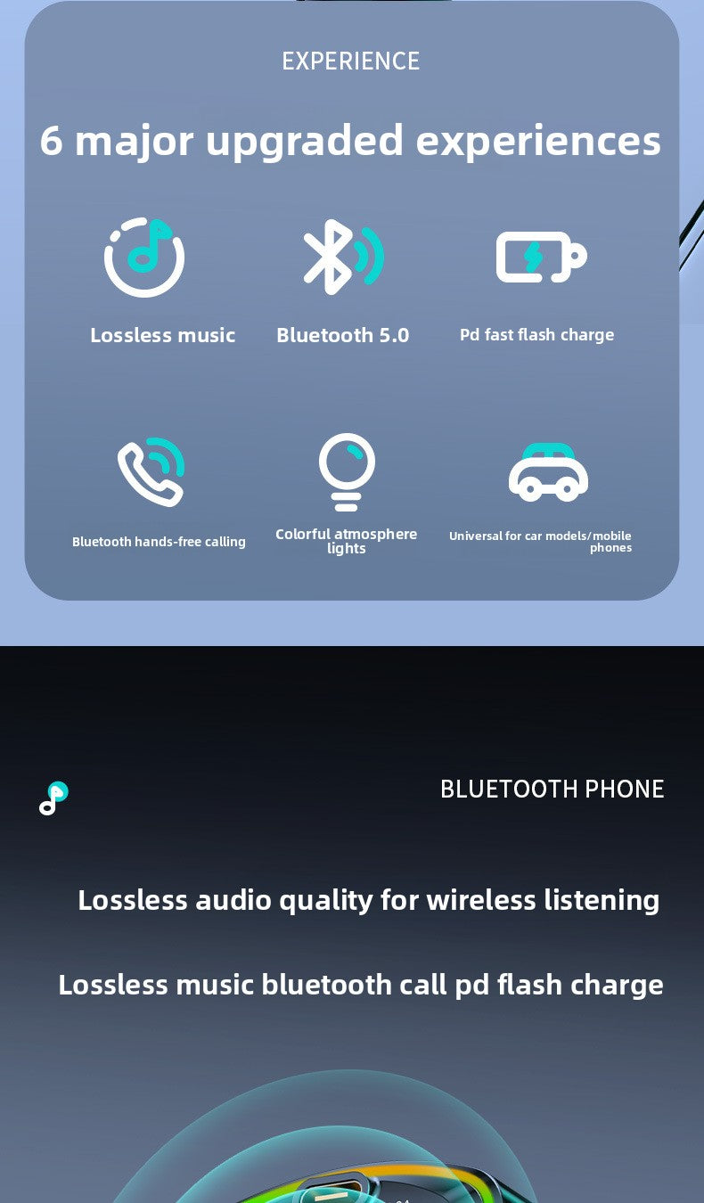 QC3.0 Car Charger Bluetooth Receiver Lossless Sound Quality MP3 Player Super Fast Charging Car Charger