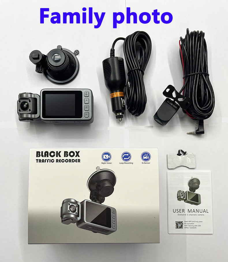 All-smart chip 4K new driving recorder three-lens WIFI interconnection car driving CARDVR camera