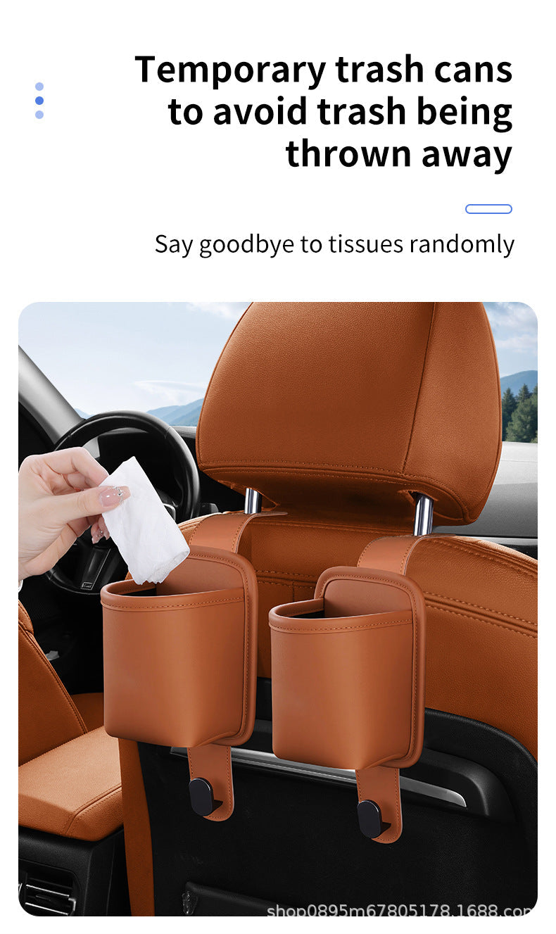 Car Cup Holder Car Seat Back Storage Box Multi-Functional Storage Bag Rear Seat Organizer Hook Trash Can