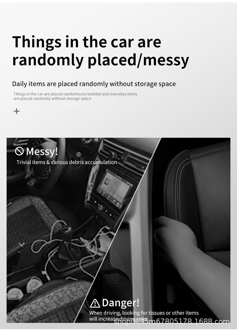 Car Cup Holder Car Seat Back Storage Box Multi-Functional Storage Bag Rear Seat Organizer Hook Trash Can