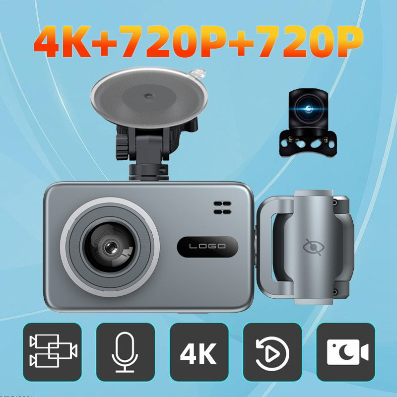 All-smart chip 4K new driving recorder three-lens WIFI interconnection car driving CARDVR camera