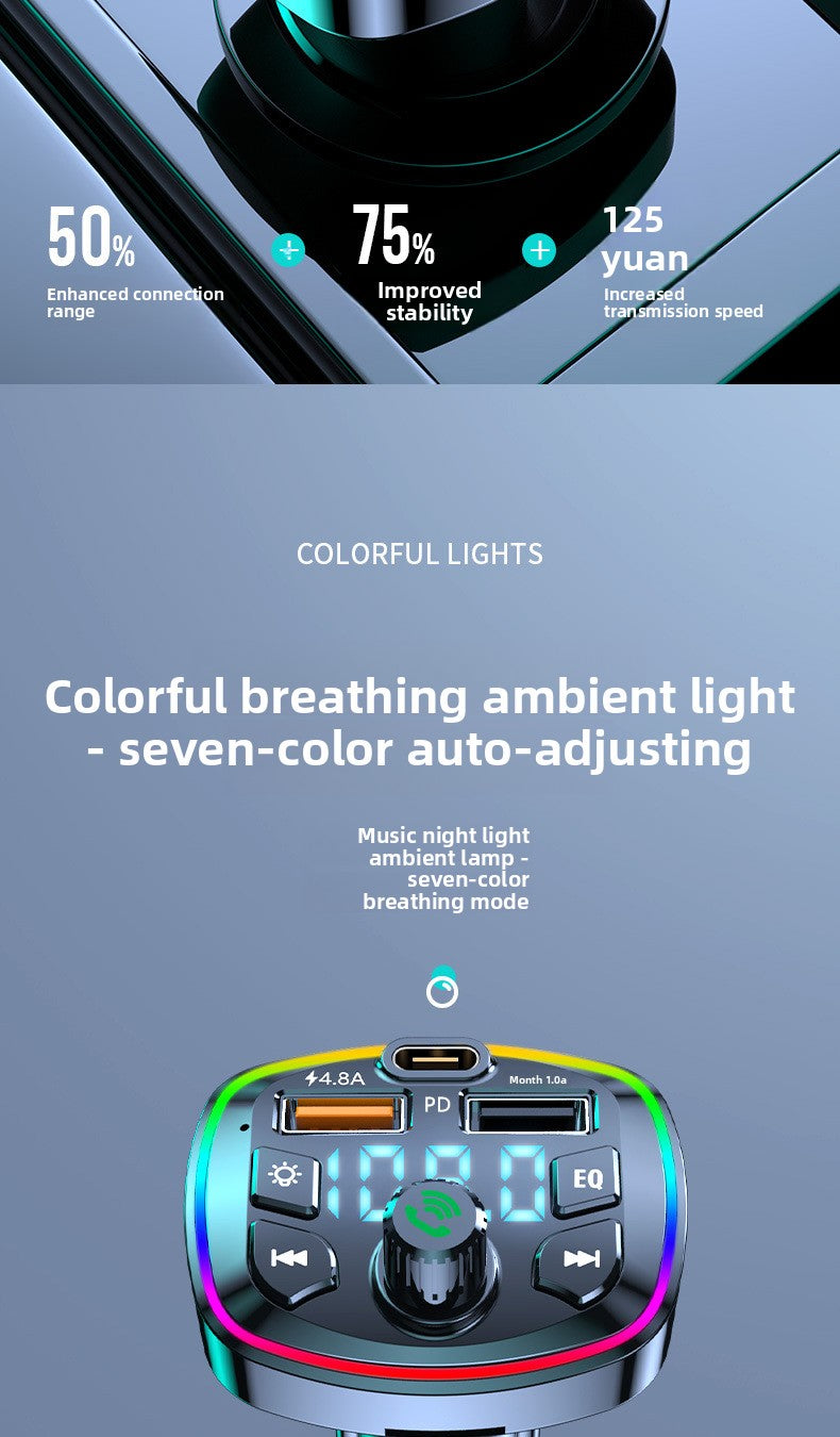 QC3.0 Car Charger Bluetooth Receiver Lossless Sound Quality MP3 Player Super Fast Charging Car Charger