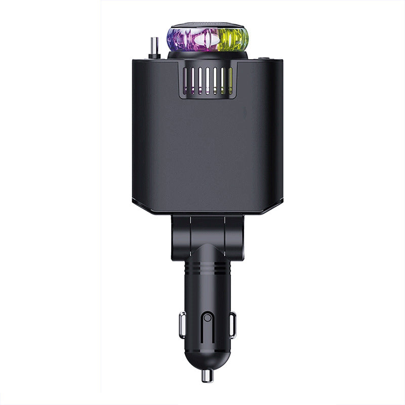 Car Charger120W Super Fast Charging with Retractable Cable Ambient Light Car Smart Aromatherapy Machine Starry Sky Roof Car Charger