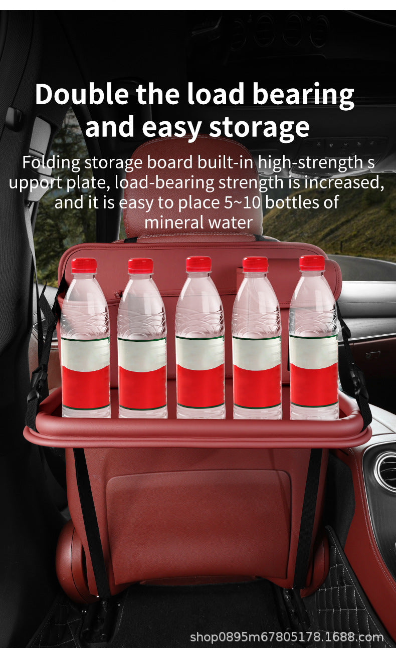 Car-mounted small table, foldable large-capacity multi-functional dining table for rear car seats, suitable for studying, eating, and storing laptops or tablets