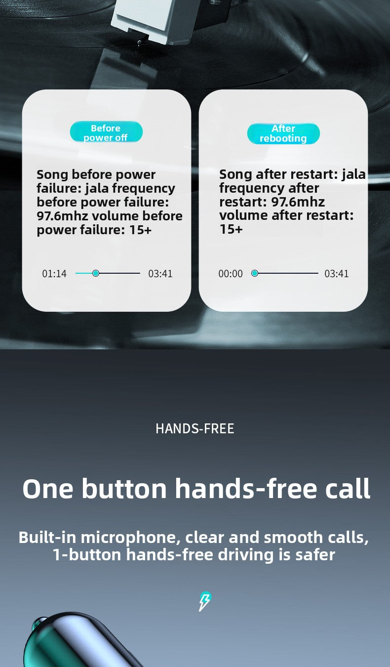 QC3.0 Car Charger Bluetooth Receiver Lossless Sound Quality MP3 Player Super Fast Charging Car Charger