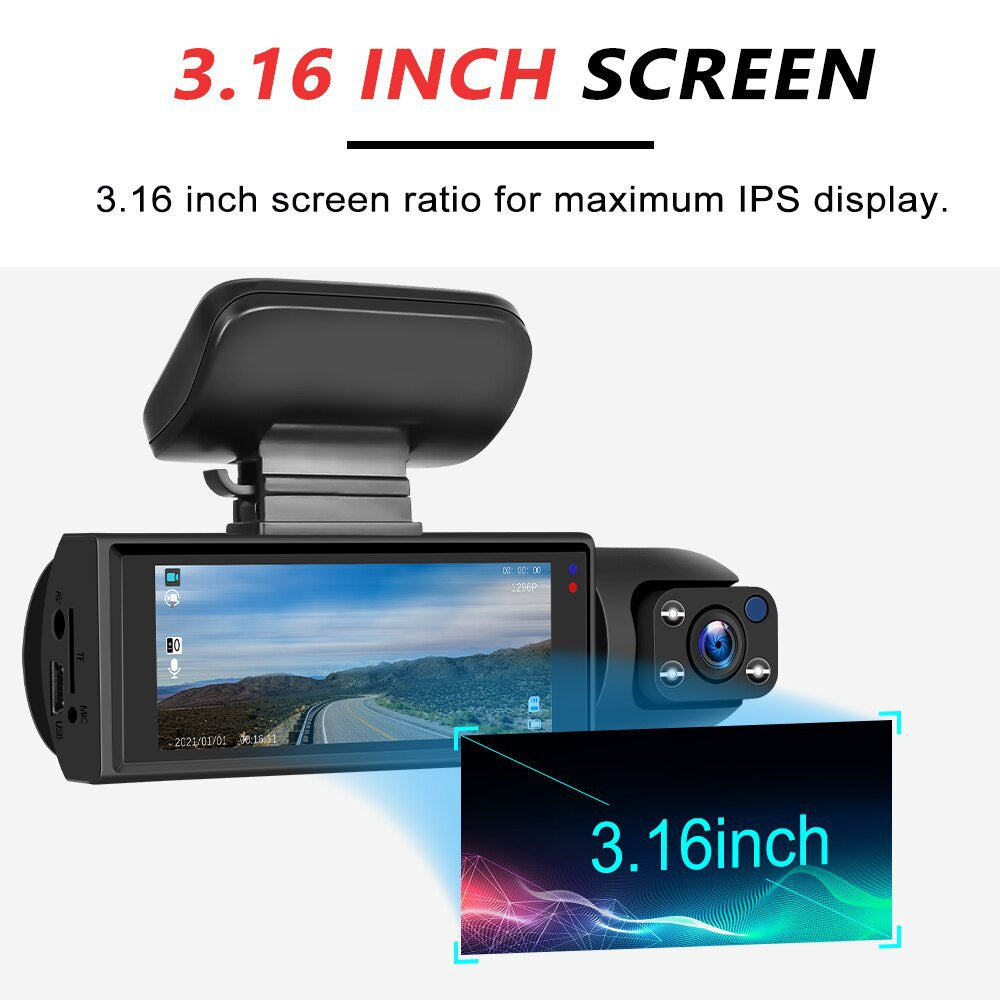 M8 Car Dash Cam Dual Lens Front and Rear Recording Simultaneously High Definition with Mobile Phone Connectivity