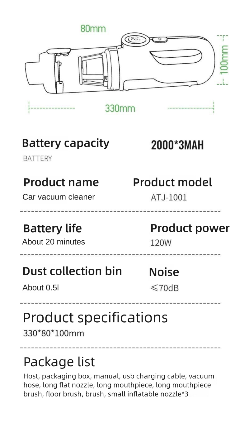 Car Vacuum Cleaner Portable Handheld Wireless Mini Vacuum Cleaner for Cars with Super Powerful Suction
