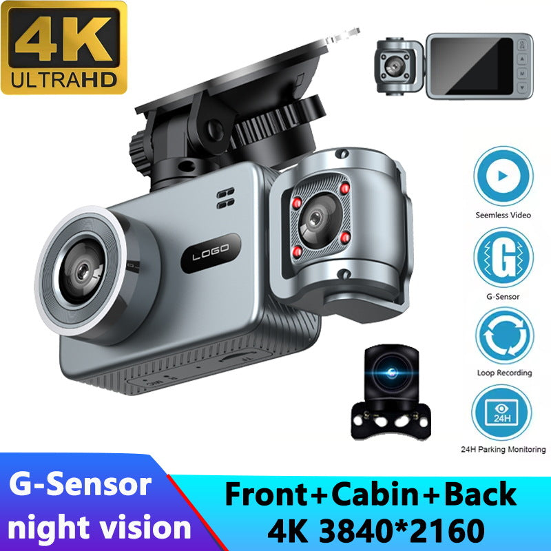 All-smart chip 4K new driving recorder three-lens WIFI interconnection car driving CARDVR camera