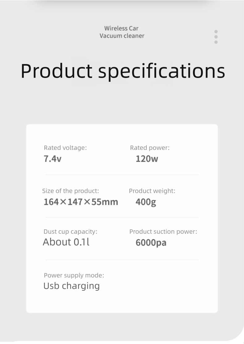 Car Vacuum Cleaner Wireless Charging Home and Car Dual-use Mini Portable Handheld Lithium Battery High Power