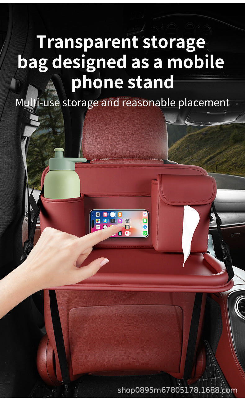 Car-mounted small table, foldable large-capacity multi-functional dining table for rear car seats, suitable for studying, eating, and storing laptops or tablets