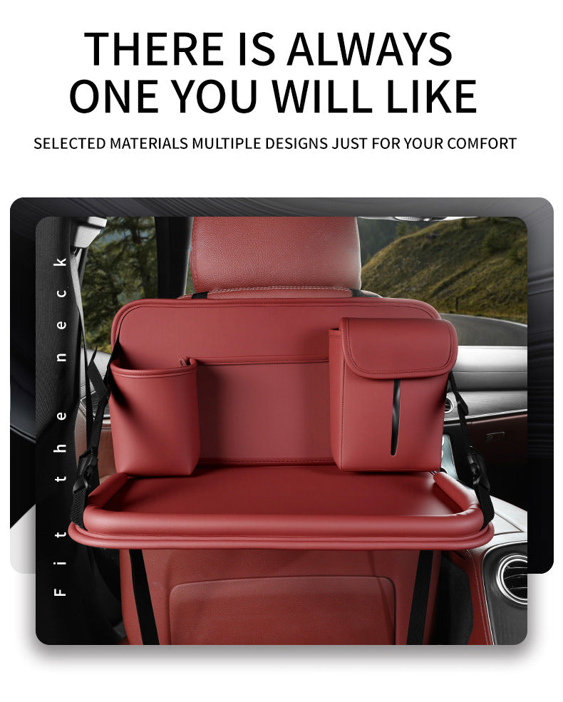 Car-mounted small table, foldable large-capacity multi-functional dining table for rear car seats, suitable for studying, eating, and storing laptops or tablets