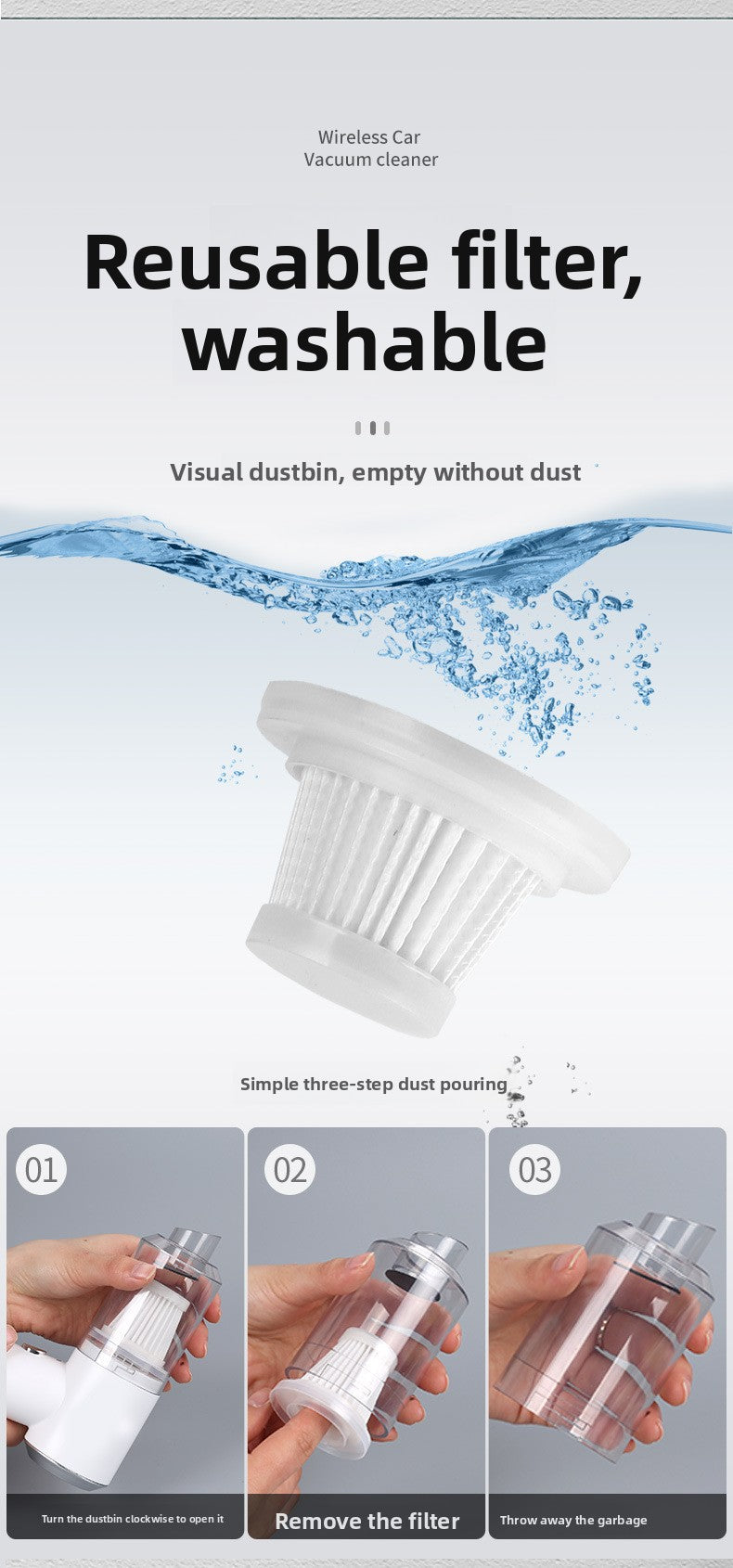 Car Vacuum Cleaner Wireless Charging Home and Car Dual-use Mini Portable Handheld Lithium Battery High Power