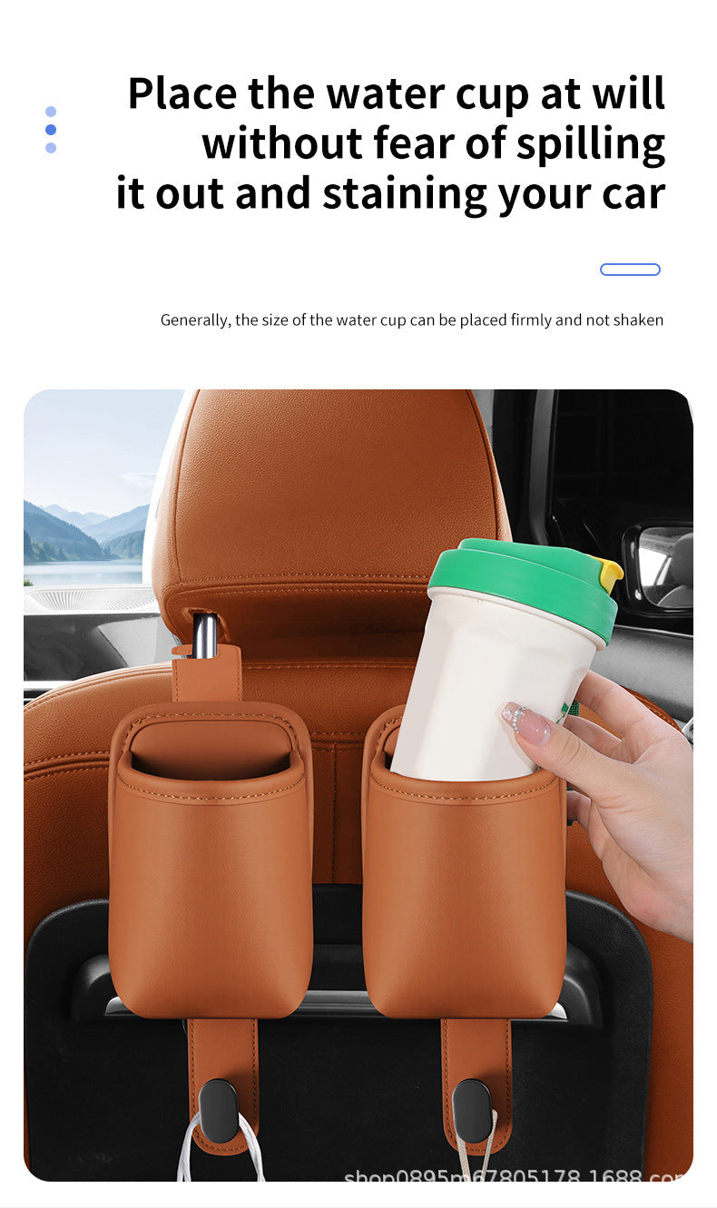 Car Cup Holder Car Seat Back Storage Box Multi-Functional Storage Bag Rear Seat Organizer Hook Trash Can