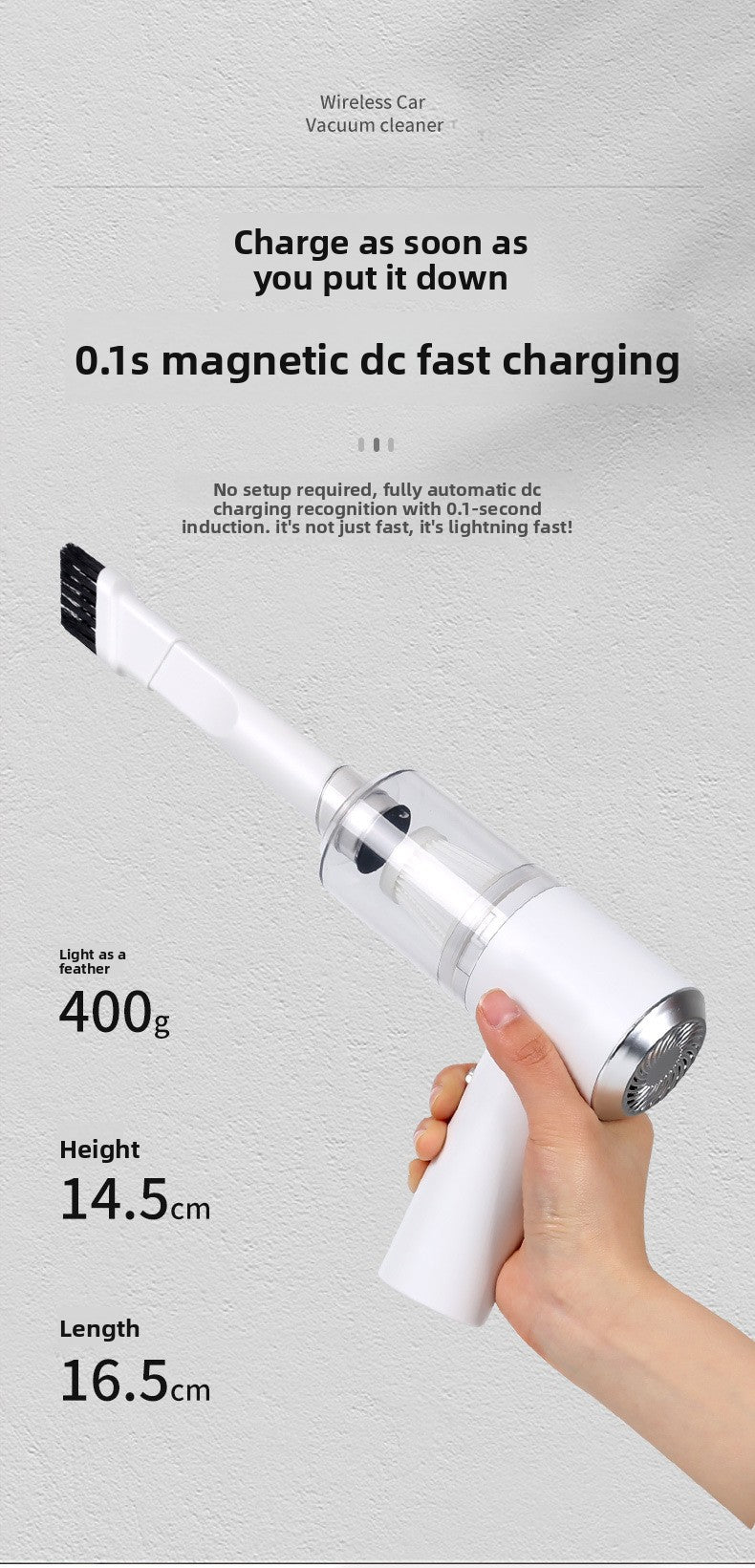 Car Vacuum Cleaner Wireless Charging Home and Car Dual-use Mini Portable Handheld Lithium Battery High Power