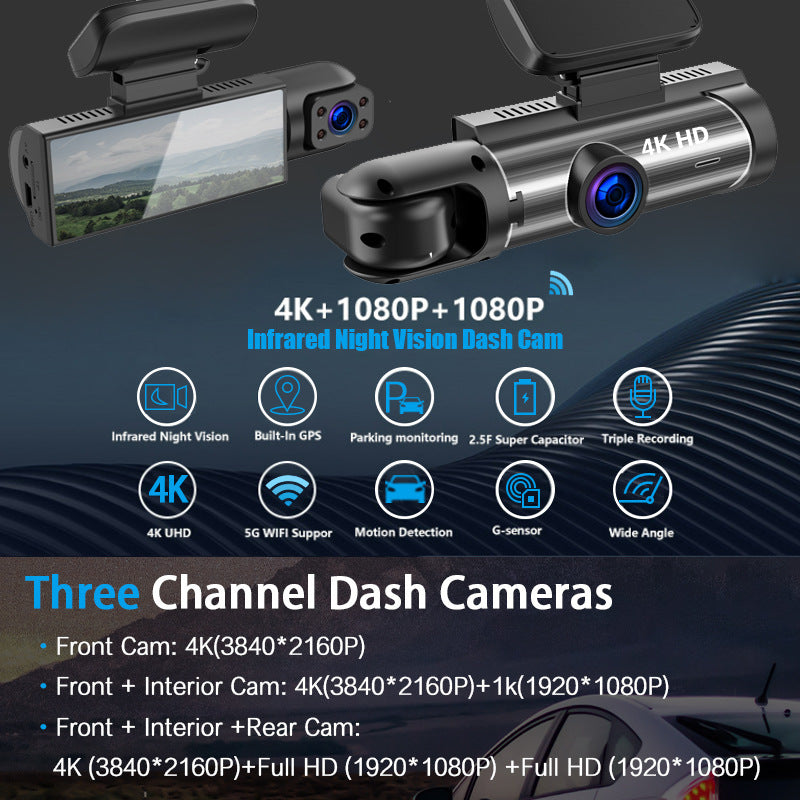 M8 Car Dash Cam Dual Lens Front and Rear Recording Simultaneously High Definition with Mobile Phone Connectivity