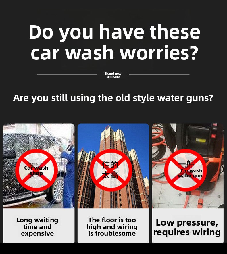 Wireless high-pressure water gun car washing artifact car washing charging portable household motor lithium battery high-power cleaning machine