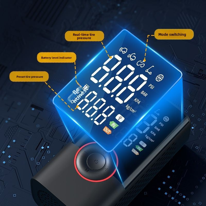 Dual Screen Digital Display Portable Car Air Pump Wireless Charging Digital Display Car Air Pump Power Bank Function