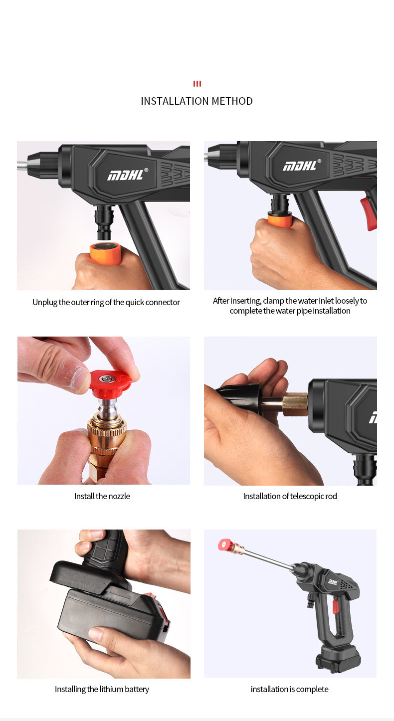 lithium battery car washing machine multi-functional powerful wireless high-pressure water gun