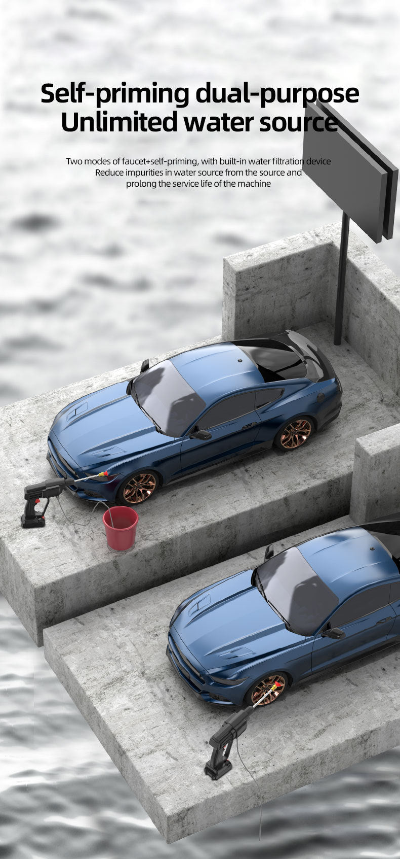 car wash water gun Home wireless rechargeable high-pressure  Convenient lithium battery booster water pump car washing machine