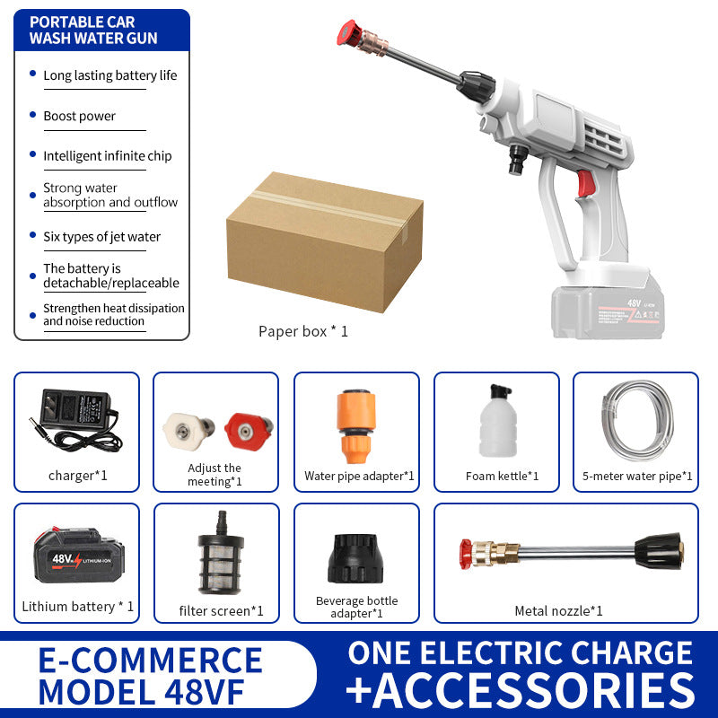 car wash water gun Home wireless rechargeable high-pressure  Convenient lithium battery booster water pump car washing machine