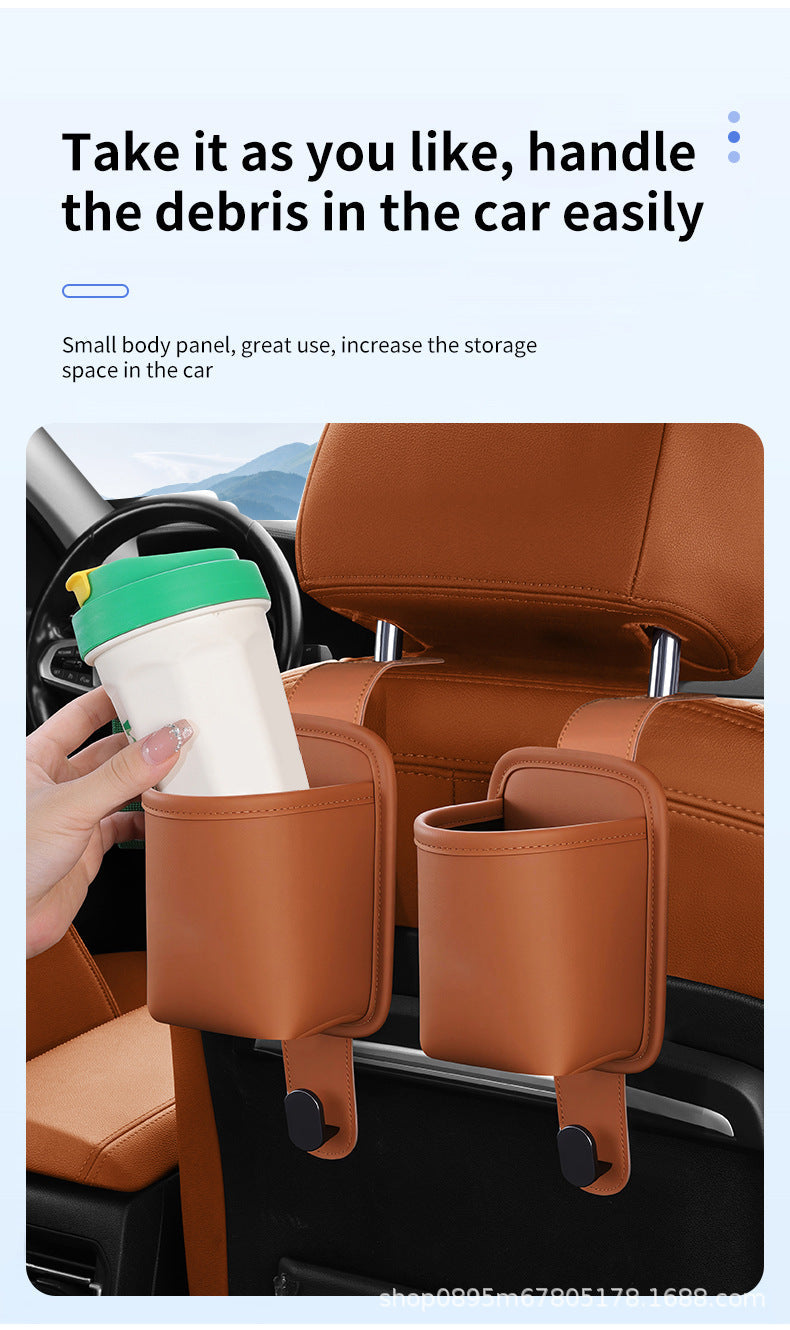 Car Cup Holder Car Seat Back Storage Box Multi-Functional Storage Bag Rear Seat Organizer Hook Trash Can