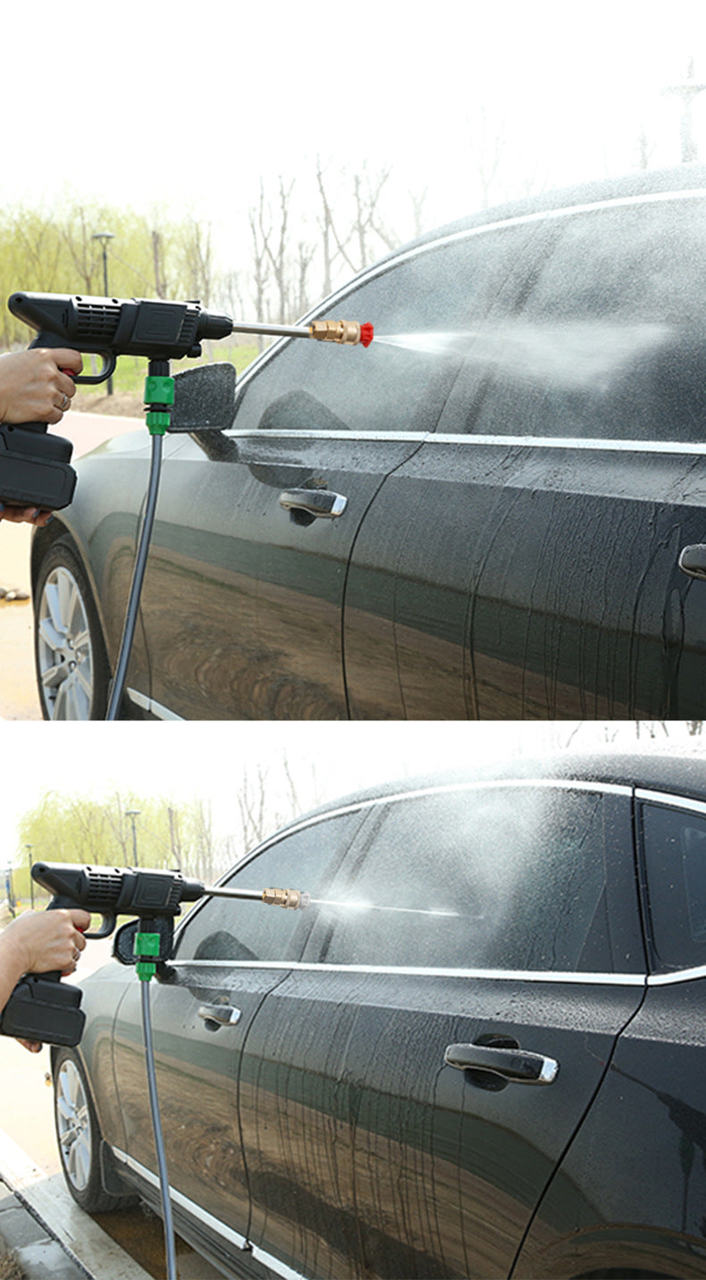 Wireless high-pressure water gun car washing artifact car washing charging portable household motor lithium battery high-power cleaning machine