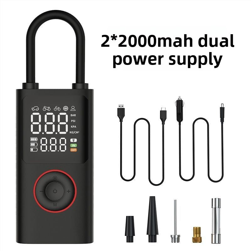 Dual Screen Digital Display Portable Car Air Pump Wireless Charging Digital Display Car Air Pump Power Bank Function