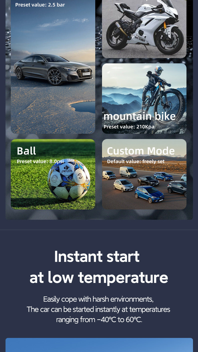 Car Air Pump Emergency Jump Starter Power Bank Integrated Smart Digital Display Car Tire Electric Air Pump