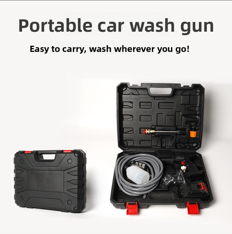 Wireless high-pressure water gun car washing artifact car washing charging portable household motor lithium battery high-power cleaning machine