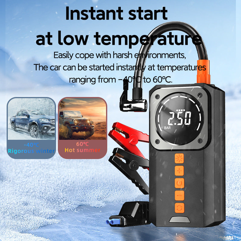 Car Air Pump Emergency Jump Starter Power Bank Integrated Smart Digital Display Car Tire Electric Air Pump