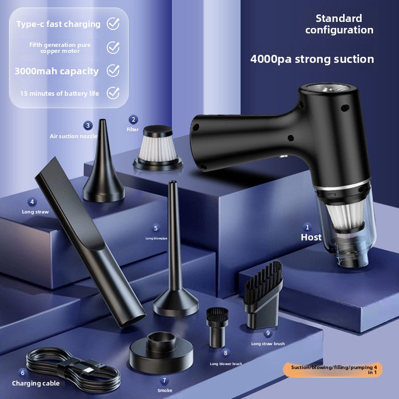 Car Vacuum Cleaner Wireless Charging for Car and Home Use High Suction Power Handheld Car Interior Vacuum Cleaner