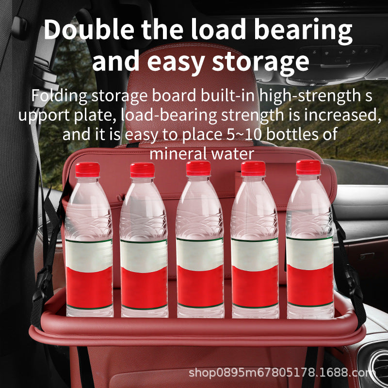 Car-mounted small table, foldable large-capacity multi-functional dining table for rear car seats, suitable for studying, eating, and storing laptops or tablets