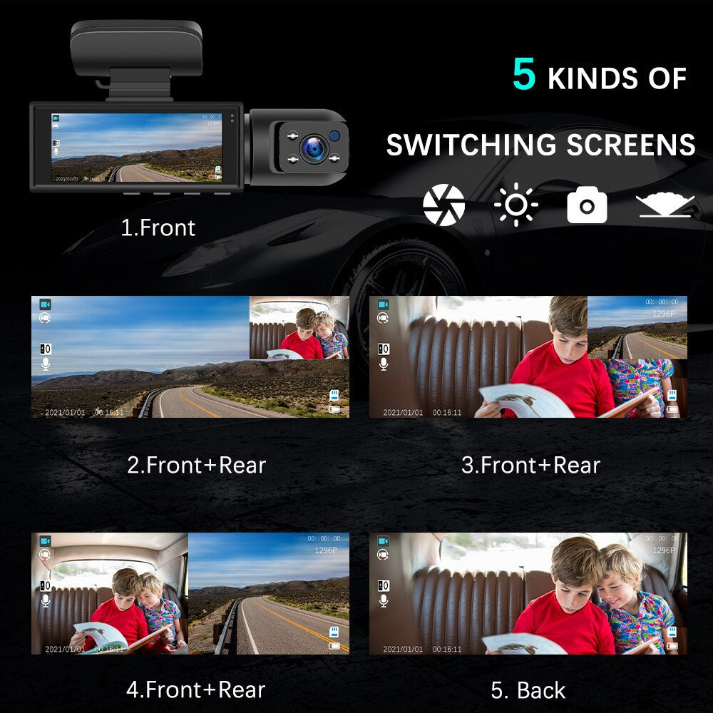 M8 Car Dash Cam Dual Lens Front and Rear Recording Simultaneously High Definition with Mobile Phone Connectivity
