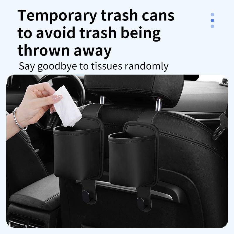 Car Cup Holder Car Seat Back Storage Box Multi-Functional Storage Bag Rear Seat Organizer Hook Trash Can