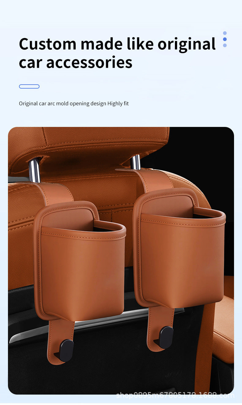Car Cup Holder Car Seat Back Storage Box Multi-Functional Storage Bag Rear Seat Organizer Hook Trash Can