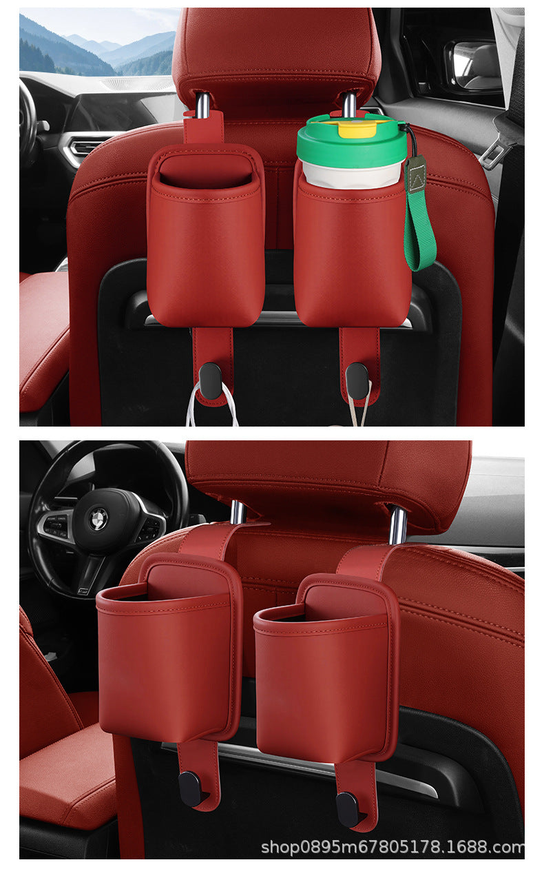 Car Cup Holder Car Seat Back Storage Box Multi-Functional Storage Bag Rear Seat Organizer Hook Trash Can