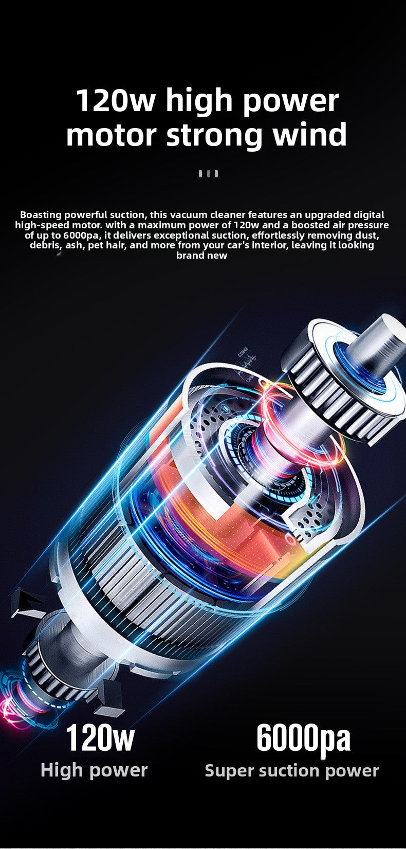 Car Vacuum Cleaner Wireless Charging Home and Car Dual-use Mini Portable Handheld Lithium Battery High Power