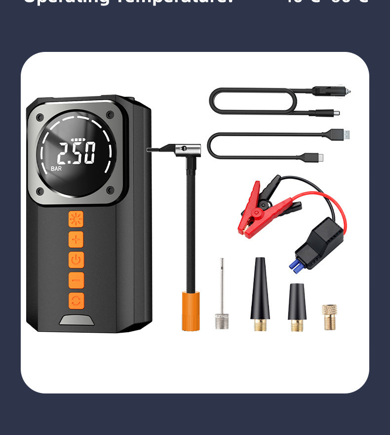 Car Air Pump Emergency Jump Starter Power Bank Integrated Smart Digital Display Car Tire Electric Air Pump
